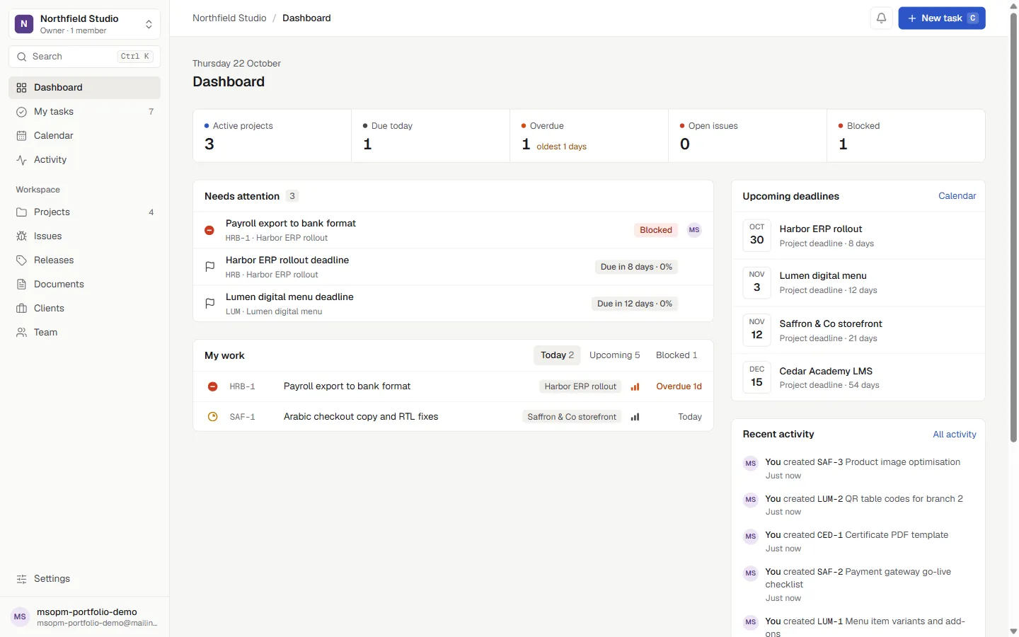 mso-pm dashboard
