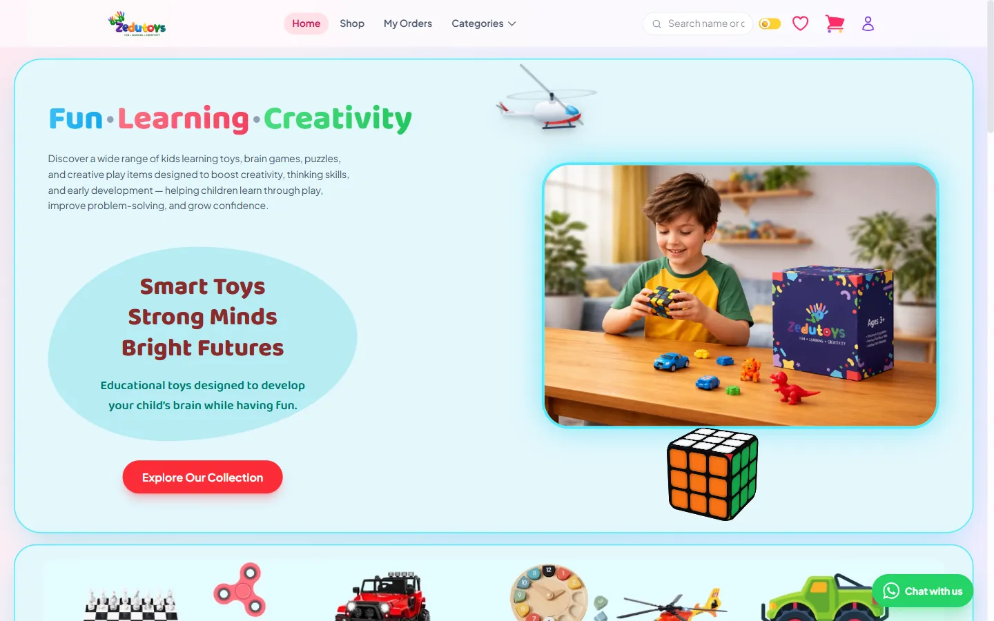 Zedutoys website homepage